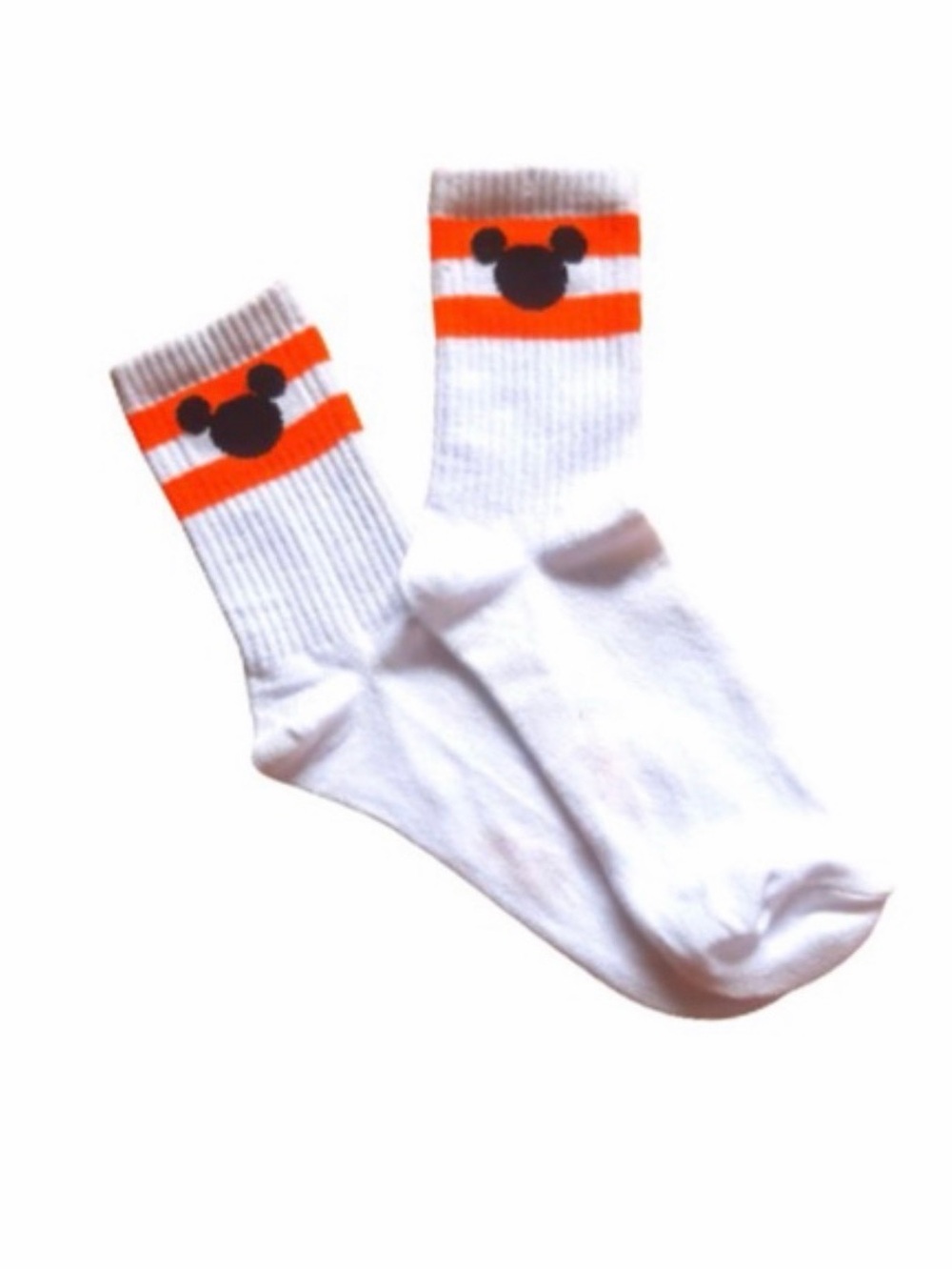 BNWT Disney x Forever 21 Black and Orange Striped Varsity Mickey Mouse Socks